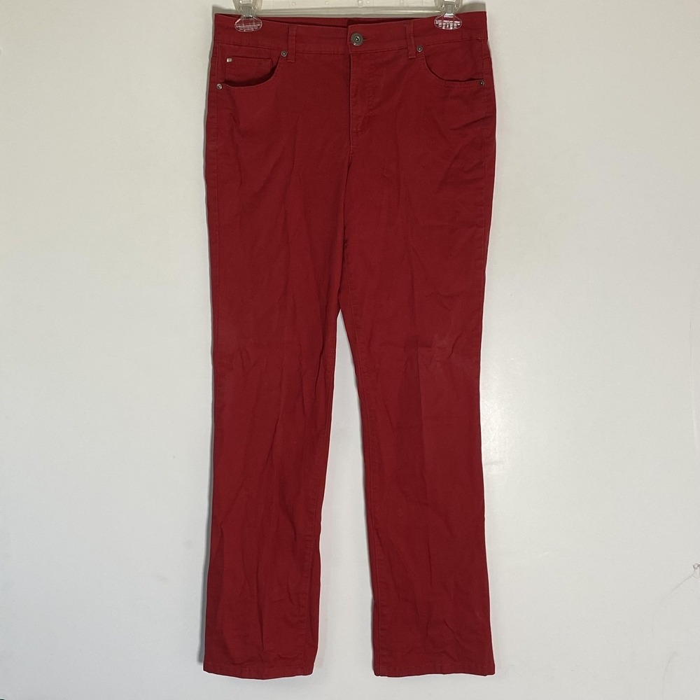 Bandolino Jeans Womens 10 Red‎ Samantha Straight Stretch Denim Pockets Mid Rise